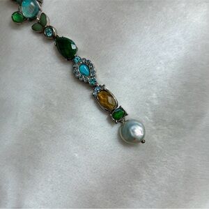 Vintage Signed DB Faux Multi-Gemstone Pearl Lariat necklace